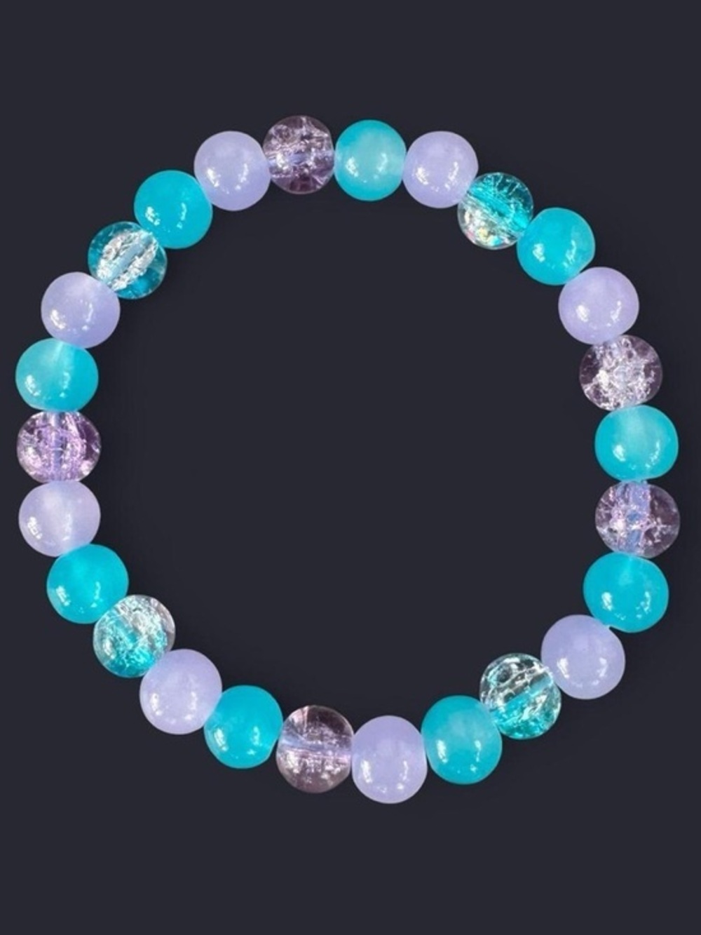 Lilac Blue Glass Bead Bracelet 8mm